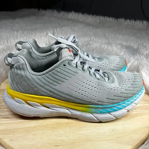 Hoka One One Clifton 5 Running Shoe Womens Sz 7.5 Cushioned Vapor Blue Iron Gray - Picture 4 of 16